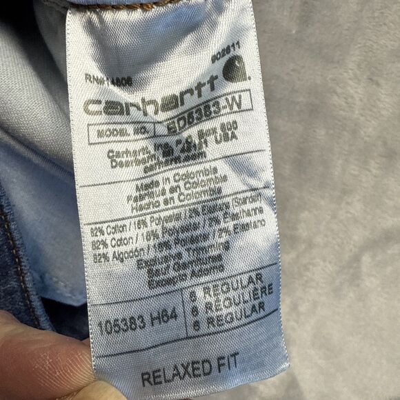 Carhartt Women’s 6 Regular Rugged Flex Relaxed Fit Jeans Blue Mid Rise Straight - Picture 6 of 10